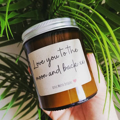 Custom Soy Candle | 14 FRAGRANCES | Personalised Gifts | Create Your Own Candle Label | Amber Glass Jar