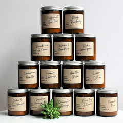 Custom Soy Candle | 14 FRAGRANCES | Personalised Gifts | Create Your Own Candle Label | Amber Glass Jar