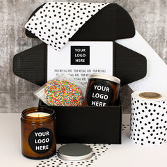 YOUR LOGO Mini Hamper | PERSONALISED | Custom Candle & Chocolate Gift Pack | Corporate Gift | Customer Thank You | Advertising & Marketing
