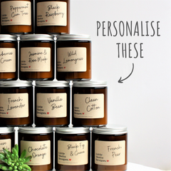 Custom Soy Candle | 14 FRAGRANCES | Personalised Gifts | Create Your Own Candle Label | Amber Glass Jar