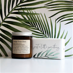 Design Your Own  | DICTIONARY MEANING | Personalised | Custom | Amber Glass | Soy Candle Jar