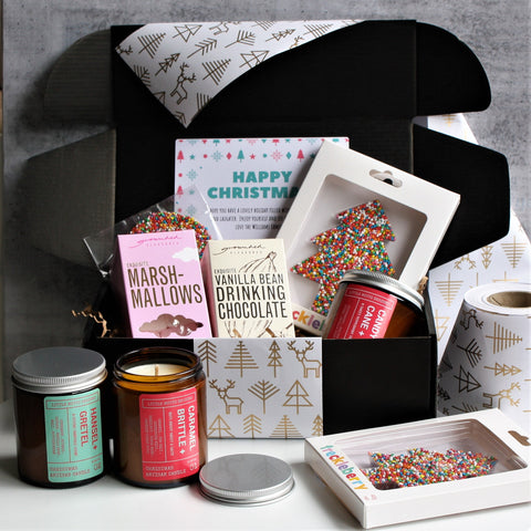 XMAS CHOCOLATE LOVER Custom Hamper | PERSONALISED | Soy Candle & Chocolate Gift Pack | BLACK | Christmas