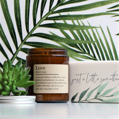 LOVE | Custom | DICTIONARY MEANING | Amber | Soy Candle Jar | Personalised | Definition | Valentine's Day